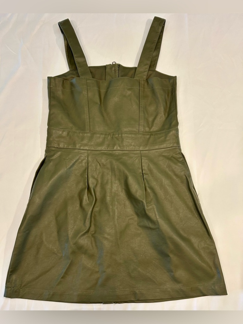 wild fable Olive Green Faux-Leather Mini Dress